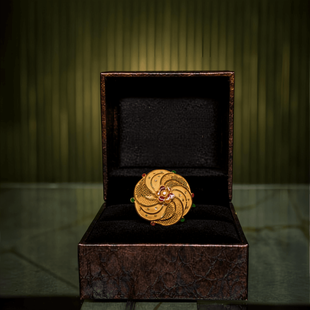 Floral Spiral 22K Gold Cocktail Ring — Siddhivinayak Jewellers